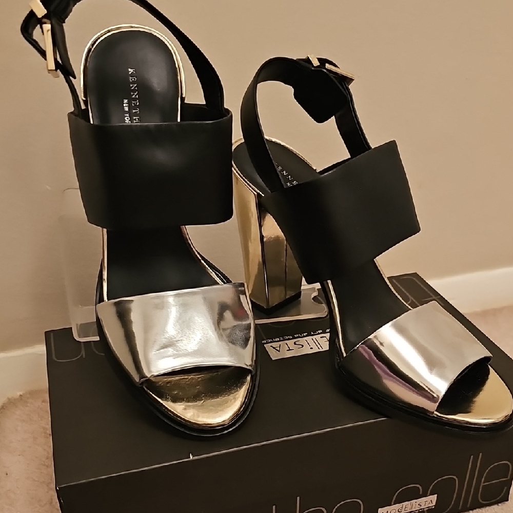 Kenneth Cole New York Black and Silver Heels